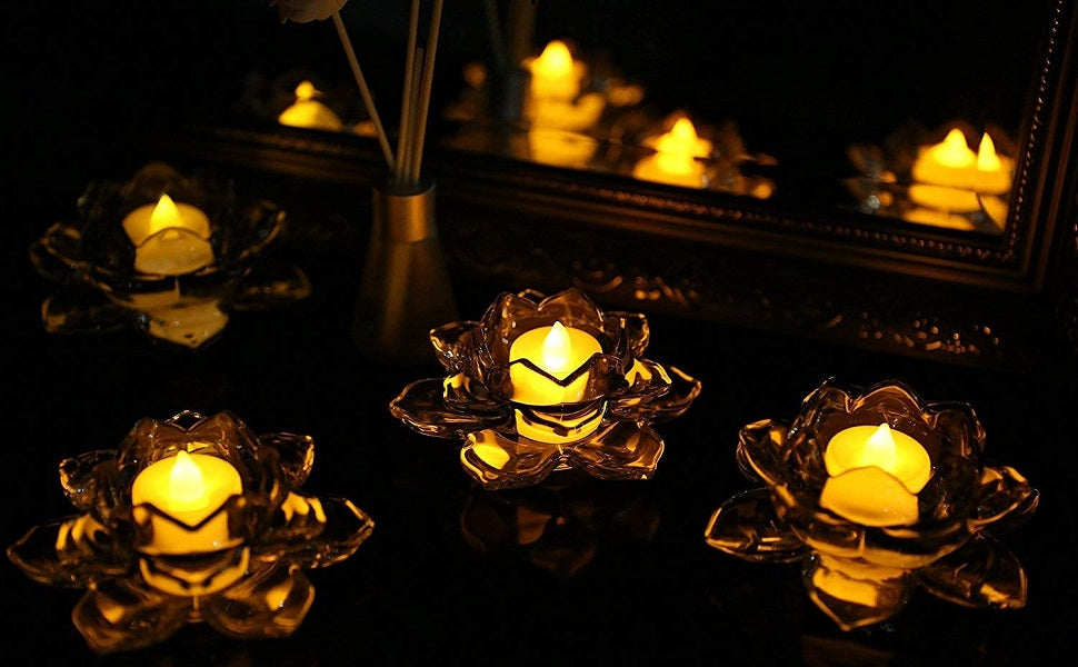 Premium Italian Glass Lotus Tealight Holder