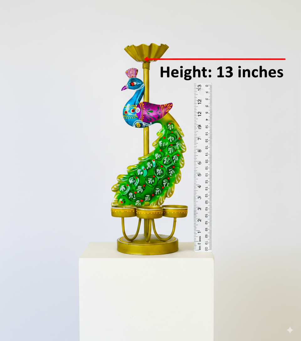 Hand Painted Peacock Tealight Holder