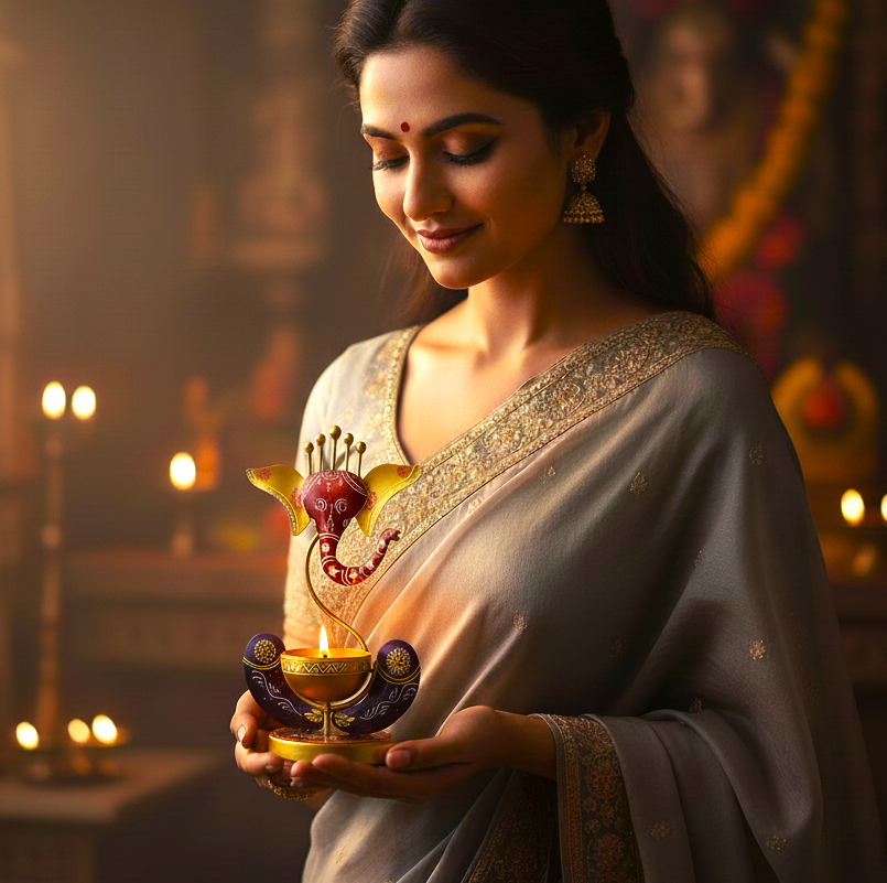 Hand-Painted Ganesha Tealight Candle Décor