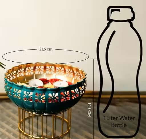 Artisanal Green Urli Bowl with Stand