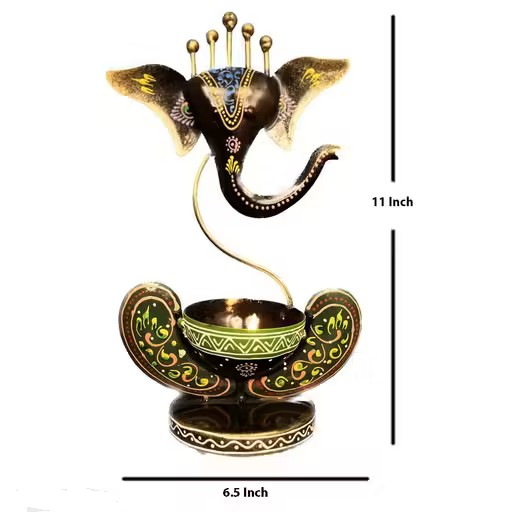 Dandiya Couple Showpiece with Divine Ganesha Tealight