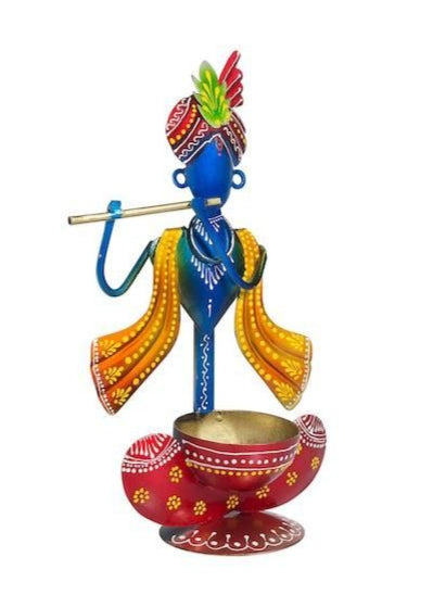Handmade Krishna Tea Light Holder – Artistic Metal Candle Stand