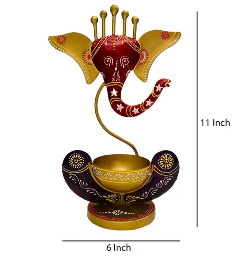 Hand-Painted Ganesha Tealight Candle Décor