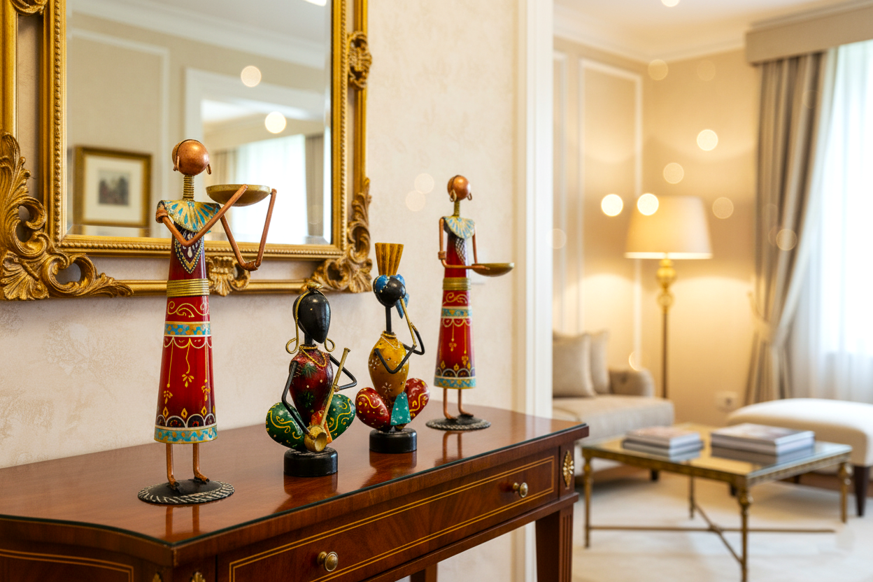 Wrought Iron and Metal Art Showpieces (Set of 4)