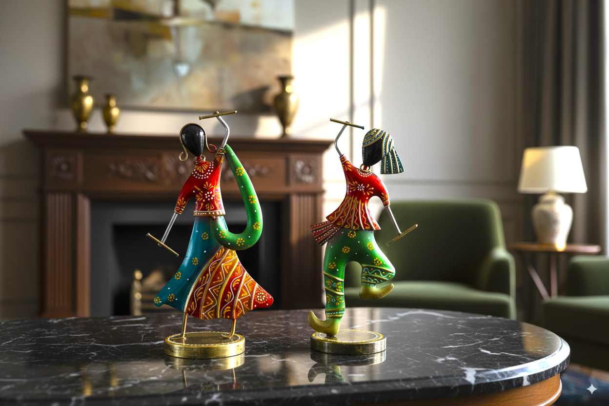 Garba Dandiya Musician Playing Showpiece Set (Set of 4)