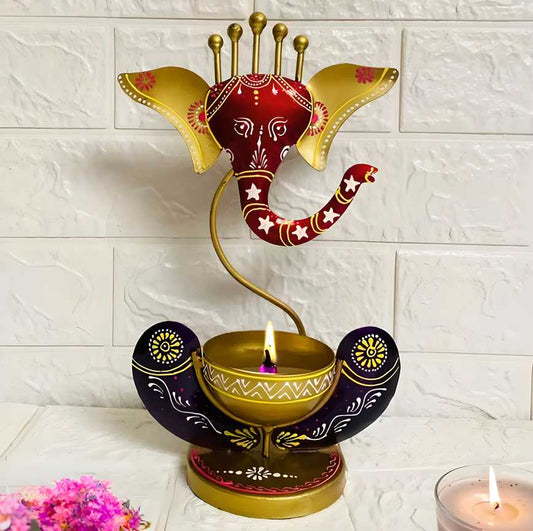 Hand-Painted Ganesha Tealight Candle Décor