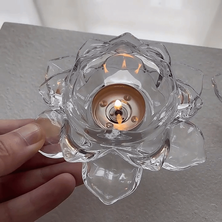 Premium Italian Glass Lotus Tealight Holder