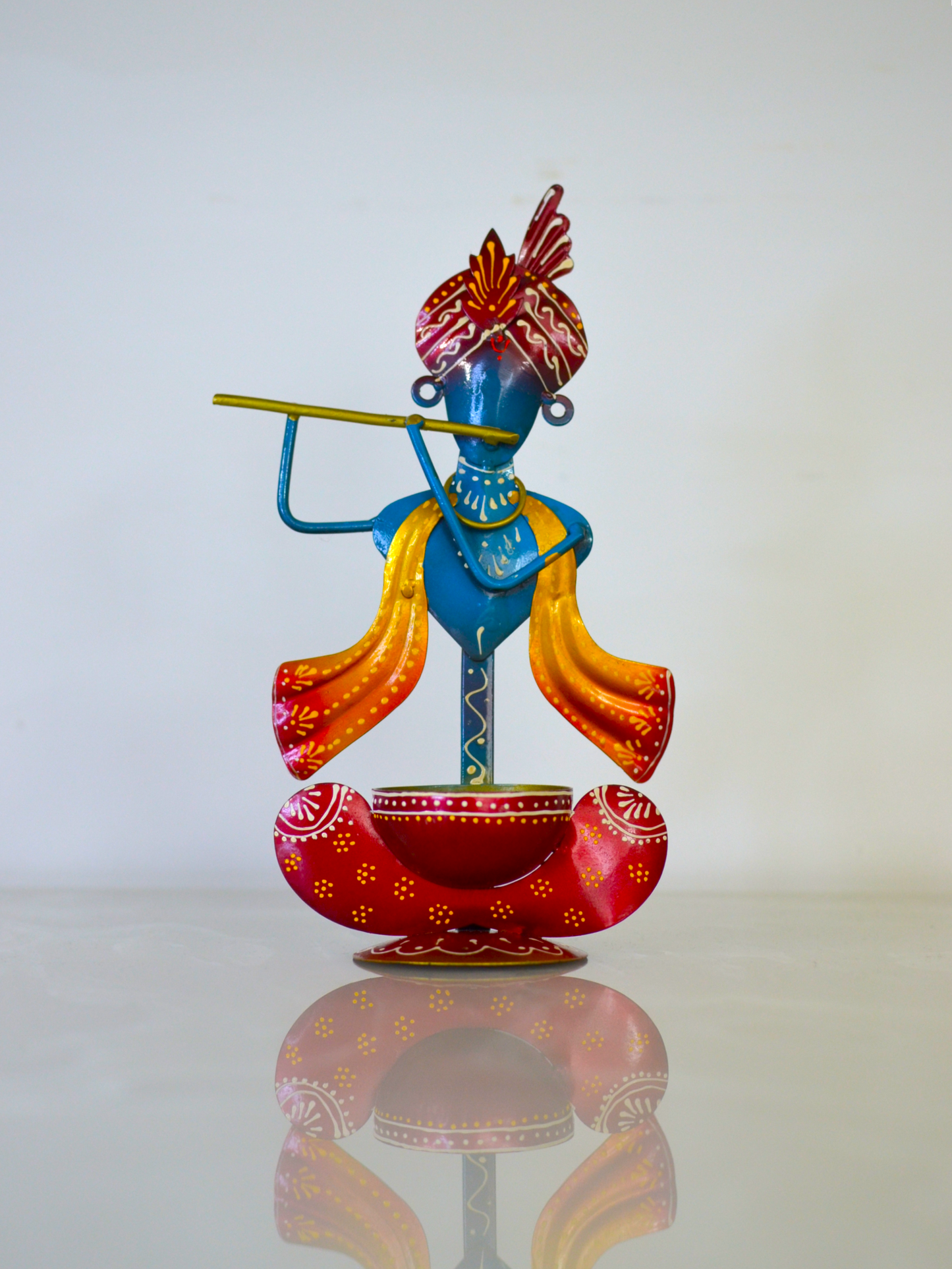 Handmade Krishna Tea Light Holder – Artistic Metal Candle Stand