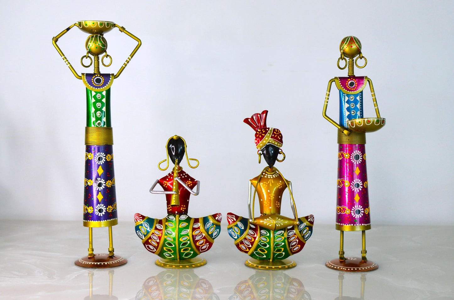 Handmade Tribal Metal Figurine Set (Set of 4)