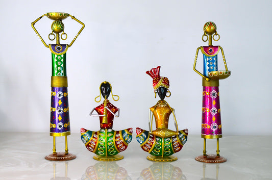 Handmade Tribal Metal Figurine Set (Set of 4)