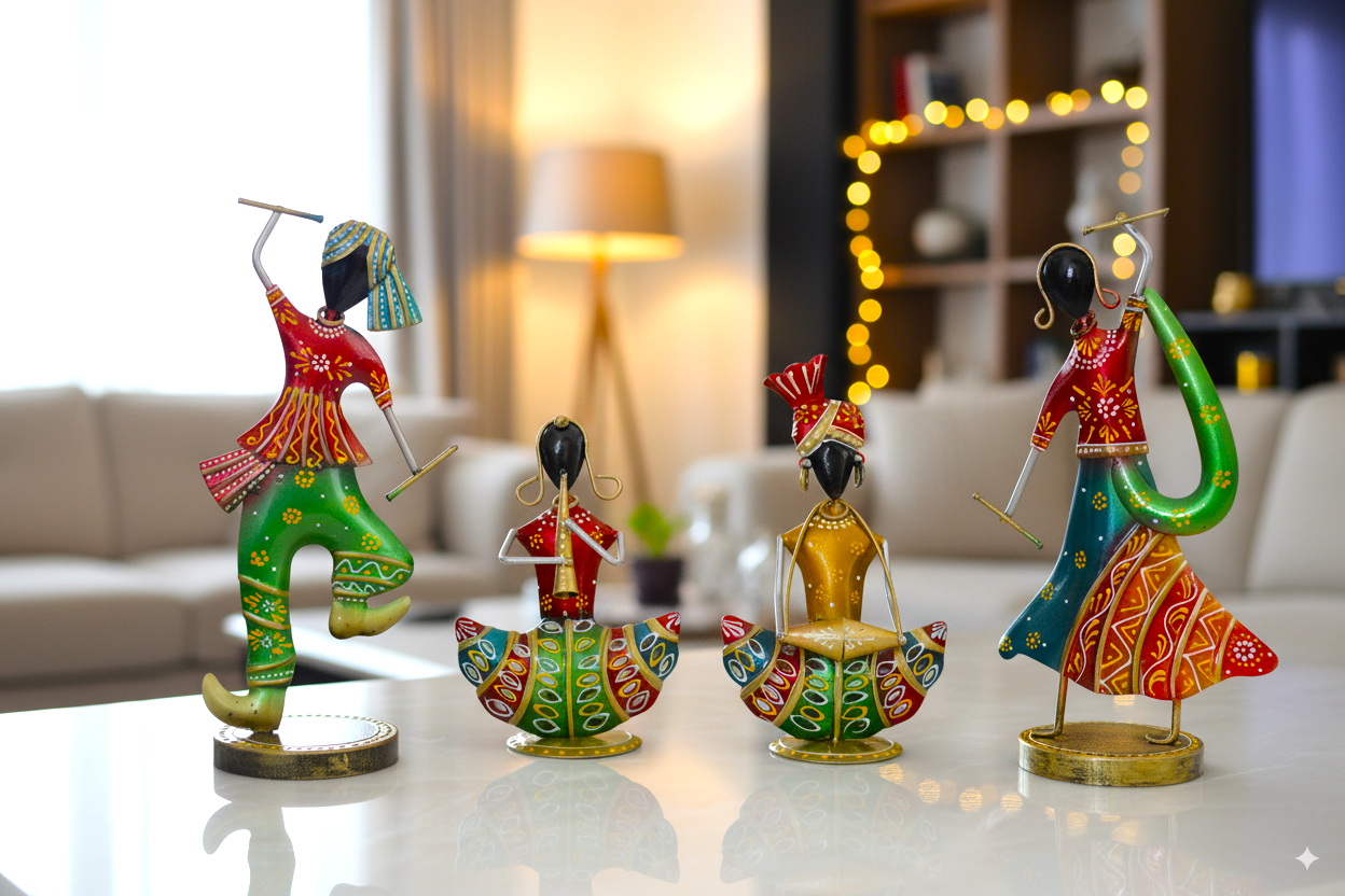 Garba Dandiya Musician Playing Showpiece Set (Set of 4)