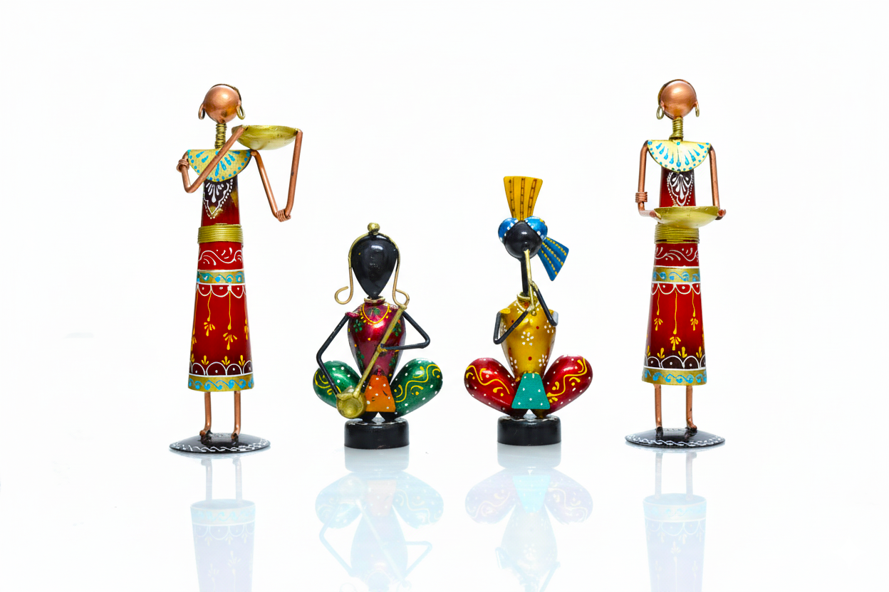 Wrought Iron and Metal Art Showpieces (Set of 4)