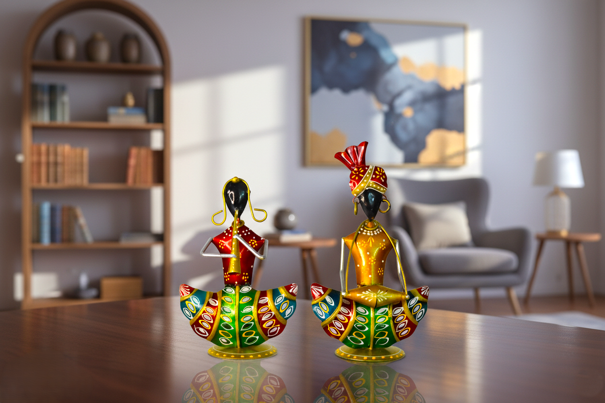 Handmade Tribal Metal Figurine Set (Set of 4)