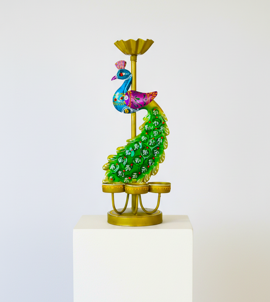 Hand Painted Peacock Tealight Holder