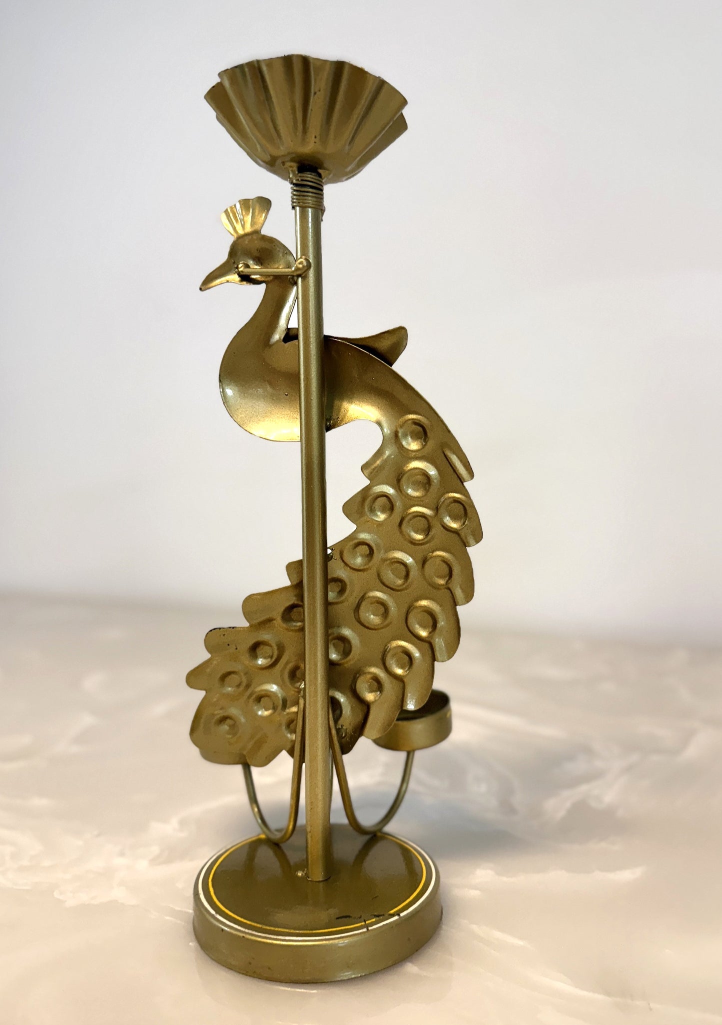 Handmade Krishna & Peacock Pair Tea Light Holder Set