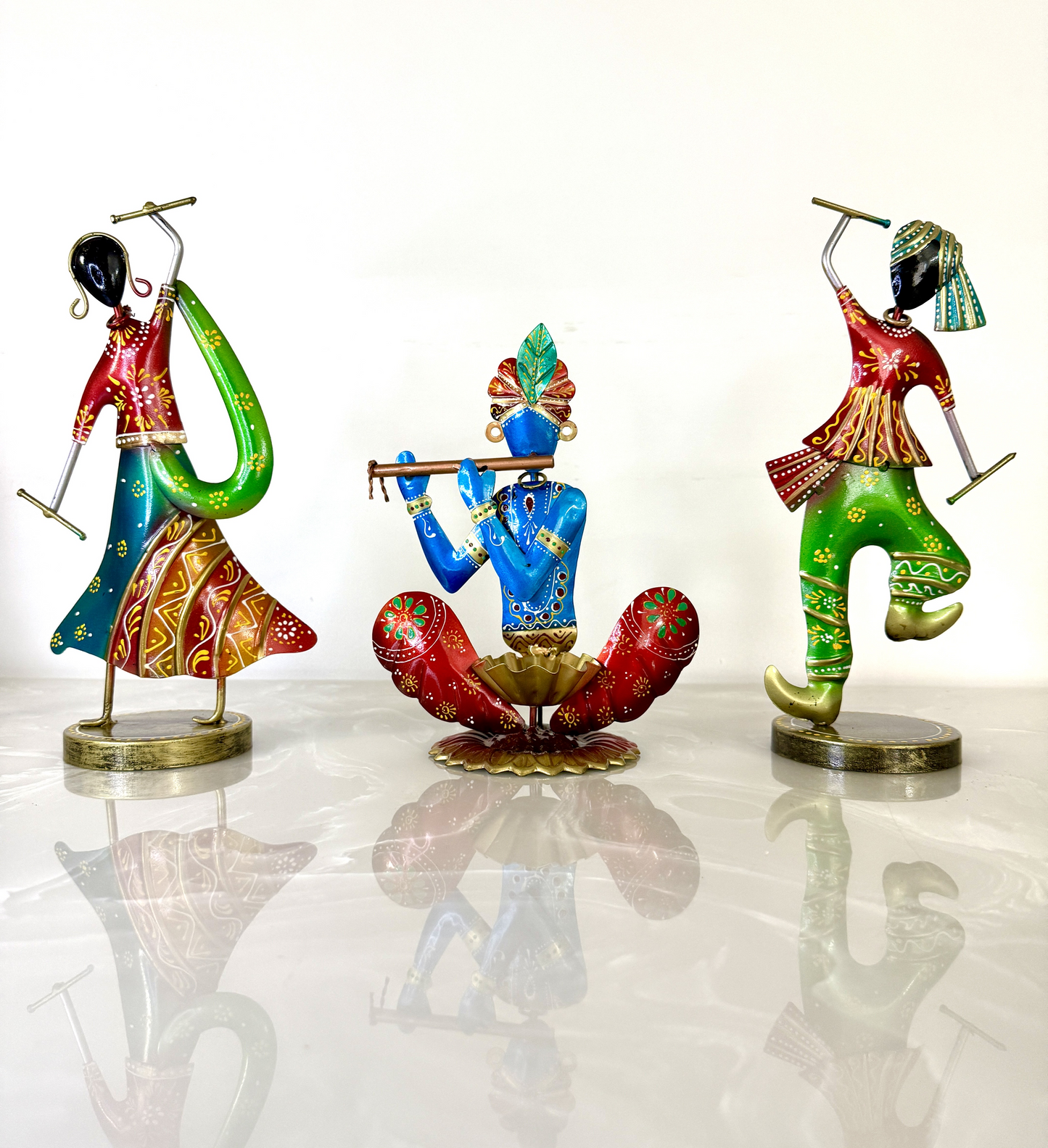 Handmade Krishna with Dandiya Couple Showpiece Set