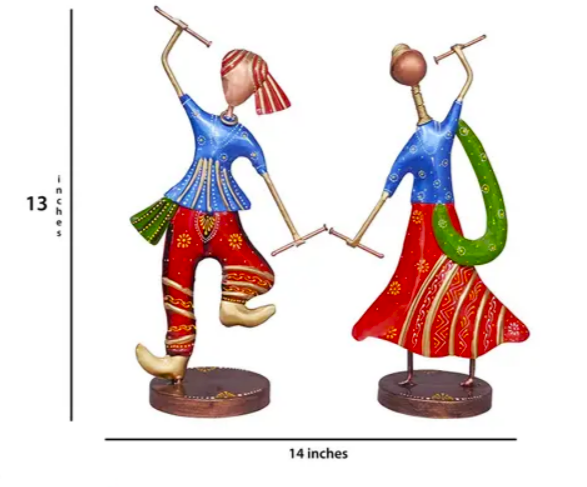 Dandiya Couple Showpiece with Divine Ganesha Tealight