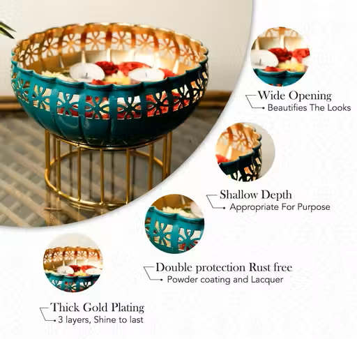 Artisanal Green Urli Bowl with Stand