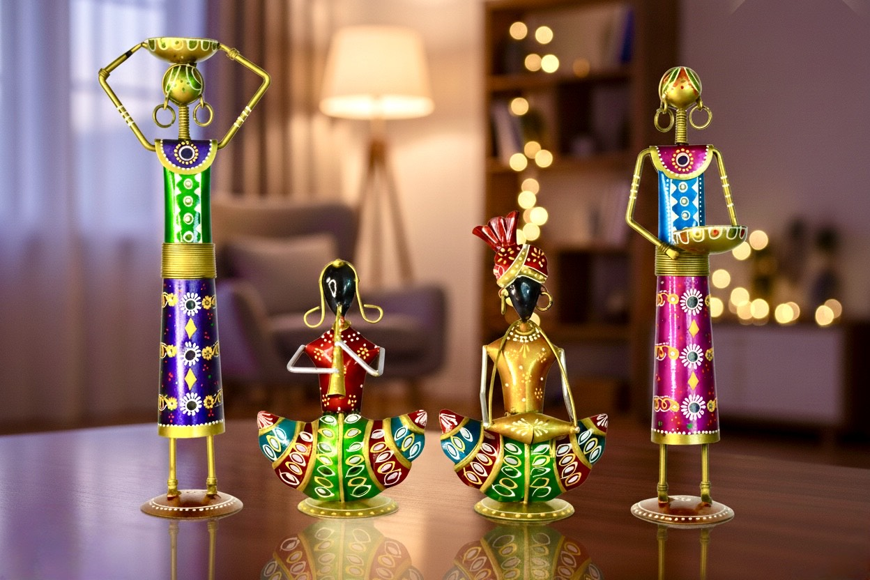 Handmade Tribal Metal Figurine Set (Set of 4)