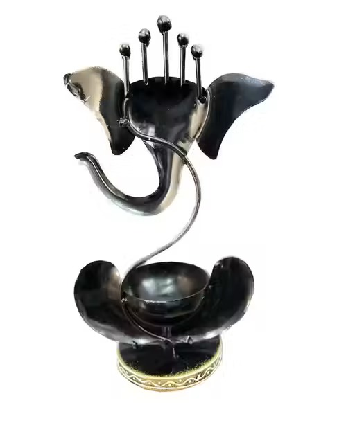 Dandiya Couple Showpiece with Divine Ganesha Tealight