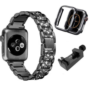 Designer Luxury Band Compatible With Apple Watch With Protective Cover - Elegance & Splendour