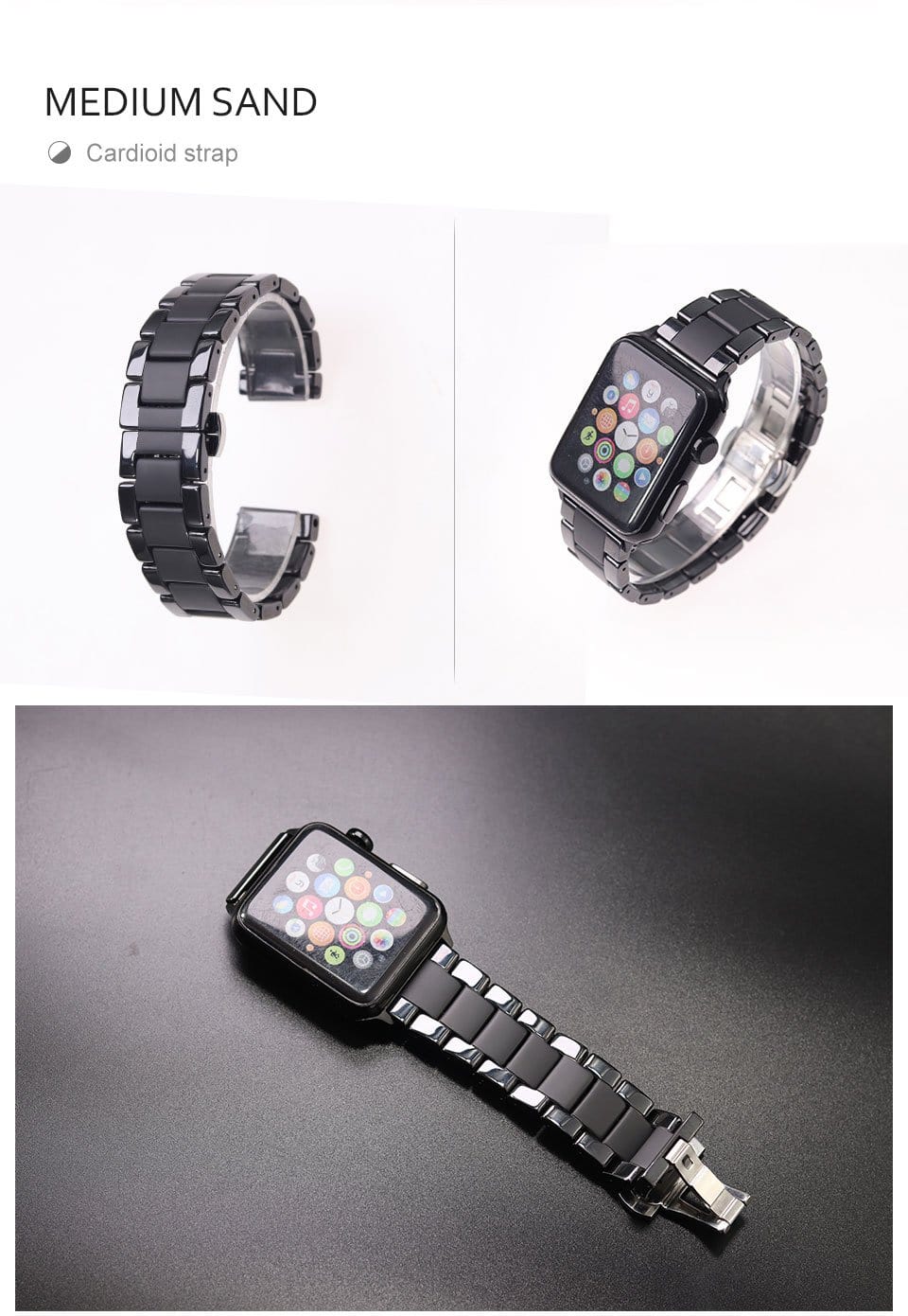 Sandblasting Matte Ceramic Band Compatible With Apple Watch - All Series - Elegance & Splendour