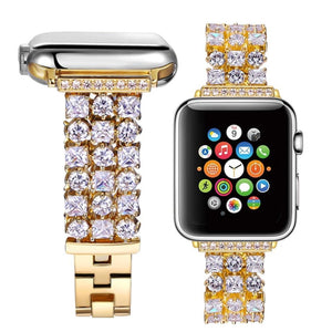 Handmade Luxury Rhinestone Plated Band Compatible With Apple Watch - Elegance & Splendour